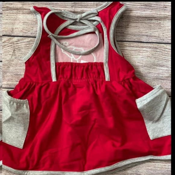 Elephant Applique Crimson Knit Cotton Dress - Picture 2 of 2